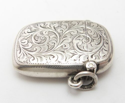 FINE SILVER OVAL VESTA CASE CHESTER 1900 WILLIAM NEALE - ADDITIONAL PHOTO 3