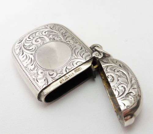 FINE SILVER OVAL VESTA CASE CHESTER 1900 WILLIAM NEALE - ADDITIONAL PHOTO 5