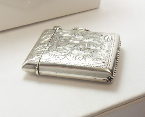 SILVER LEAVES DESIGN VESTA CASE BIRMINGHAM 1906 - ADDITIONAL PHOTO 3