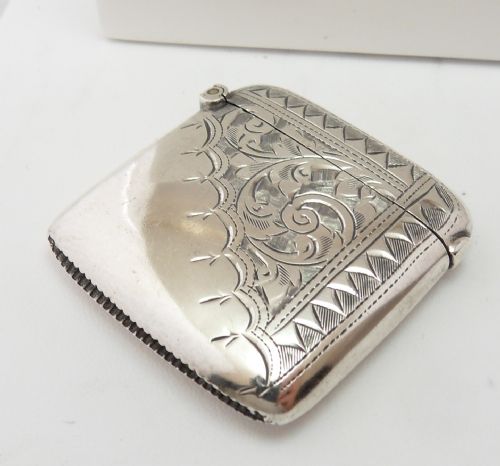 SOLID SILVER SQUARE VESTA CASE BIRMINGHAM 1901 - ADDITIONAL PHOTO 1
