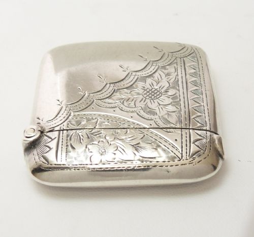 SOLID SILVER SQUARE VESTA CASE BIRMINGHAM 1901 - ADDITIONAL PHOTO 4
