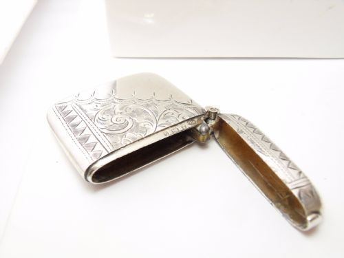 SOLID SILVER SQUARE VESTA CASE BIRMINGHAM 1901 - ADDITIONAL PHOTO 6