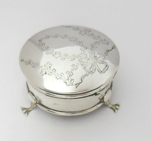 edwardian silver trinket box birmingham 1910 - CATEGORY: ANTIQUE SILVER - DATED EDWARDIAN