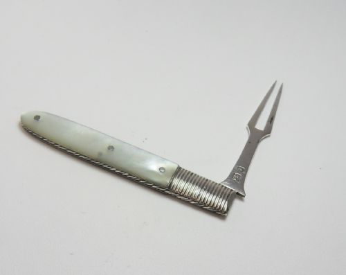 CASED GEORGIAN SILVER MOTHER OF PEARL FRUIT FORK - ADDITIONAL PHOTO 1