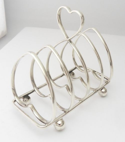 HEART SHAPED SOLID SILVER TOAST RACK SHEFFIELD 1923 - ADDITIONAL PHOTO 7