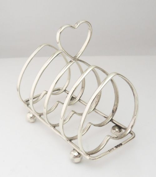 HEART SHAPED SOLID SILVER TOAST RACK SHEFFIELD 1923 - ADDITIONAL PHOTO 12
