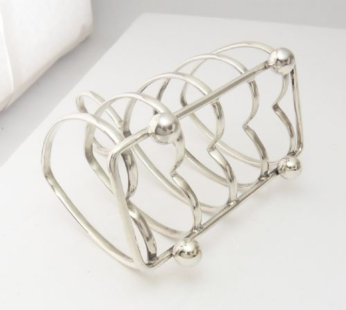 HEART SHAPED SOLID SILVER TOAST RACK SHEFFIELD 1923 - ADDITIONAL PHOTO 1