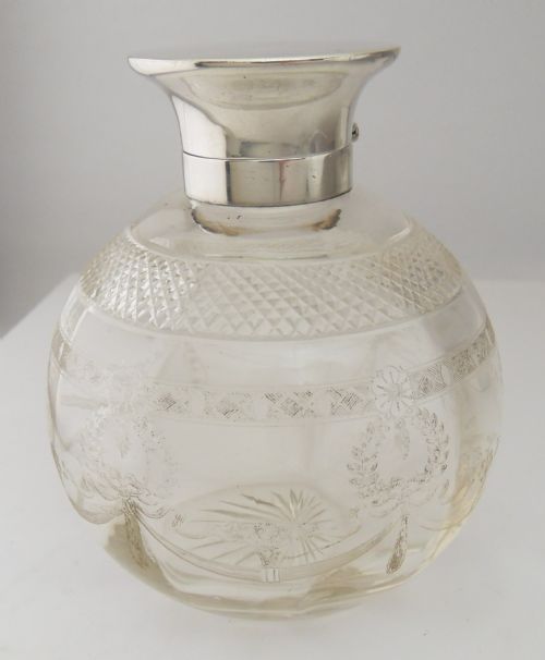 silver cut and etched scent perfume bottle birmingham 1912 - CATEGORY: ANTIQUE SILVER - DATED 1920