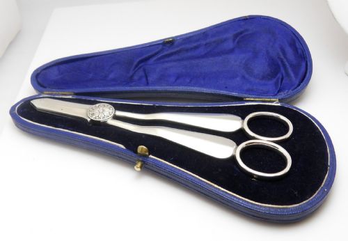 cased silver grape scissors mappin webb sheffield 1933 - CATEGORY: ANTIQUE SILVER - DATED 1940