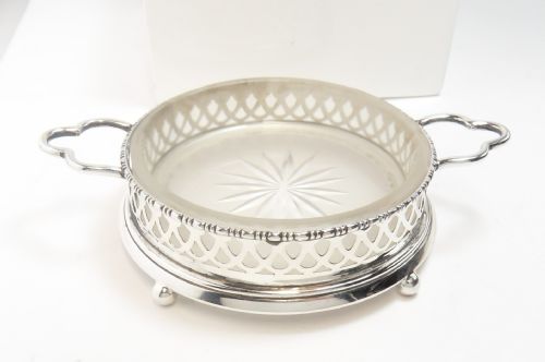 silver glass butter caviar dish birmingham 1921 - CATEGORY: ANTIQUE SILVER - DATED 1930