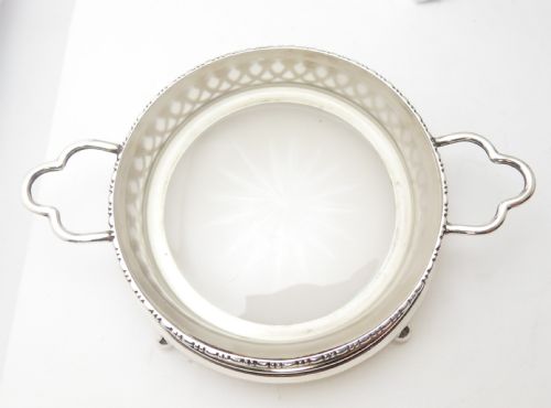 SILVER GLASS BUTTER CAVIAR DISH BIRMINGHAM 1921 - ADDITIONAL PHOTO 2
