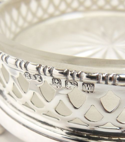 SILVER GLASS BUTTER CAVIAR DISH BIRMINGHAM 1921 - ADDITIONAL PHOTO 3