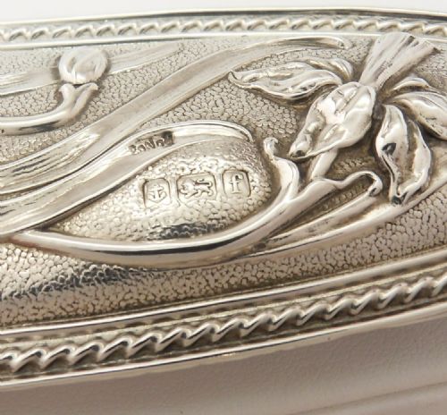 SILVER LIDDED GLASS POT BIRMINGHAM 1905 - ADDITIONAL PHOTO 4
