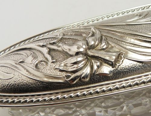 SILVER LIDDED GLASS POT BIRMINGHAM 1905 - ADDITIONAL PHOTO 5