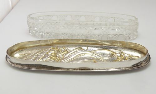 SILVER LIDDED GLASS POT BIRMINGHAM 1905 - ADDITIONAL PHOTO 7