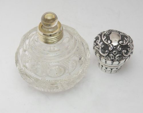 FINE SILVER CUT GLASS SCENT BOTTLE BIRMINGHAM 1911 - ADDITIONAL PHOTO 4