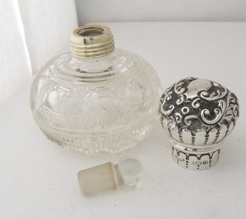 FINE SILVER CUT GLASS SCENT BOTTLE BIRMINGHAM 1911 - ADDITIONAL PHOTO 6
