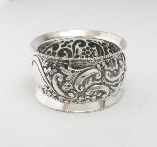 ORNATE SILVER NAPKIN RING BIRMINGHAM 1896 - ADDITIONAL PHOTO 1