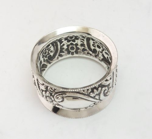 ORNATE SILVER NAPKIN RING BIRMINGHAM 1896 - ADDITIONAL PHOTO 4