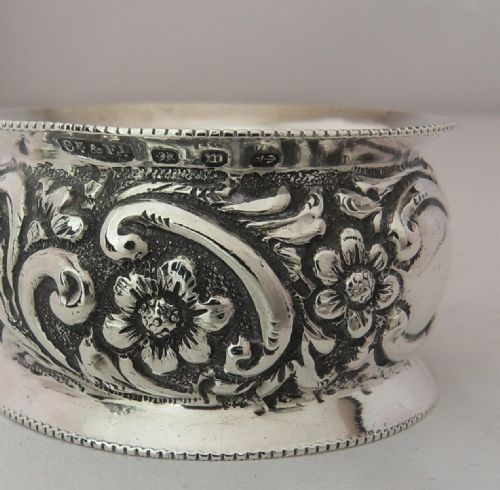 ORNATE SILVER NAPKIN RING BIRMINGHAM 1896 - ADDITIONAL PHOTO 5