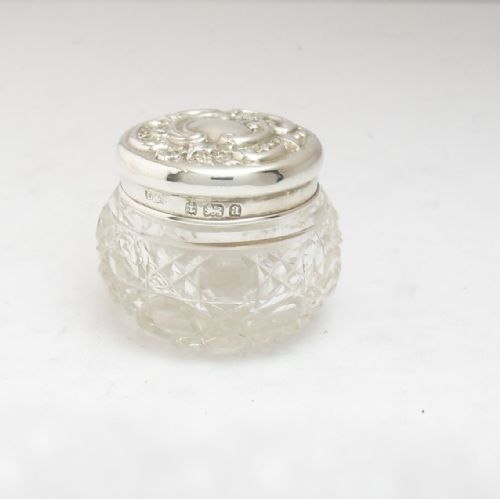 cut glass silver lidded pot birmingham 1900 - CATEGORY: ANTIQUE SILVER - DATED VICTORIAN
