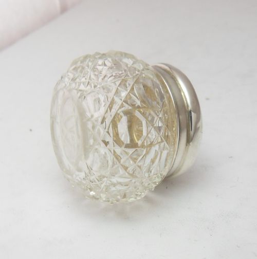 CUT GLASS SILVER LIDDED POT BIRMINGHAM 1900 - ADDITIONAL PHOTO 3