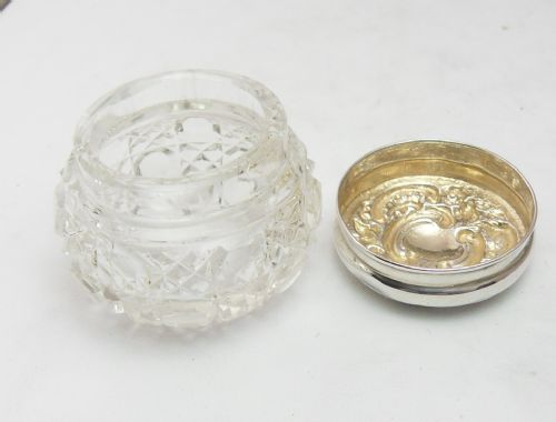 CUT GLASS SILVER LIDDED POT BIRMINGHAM 1900 - ADDITIONAL PHOTO 6