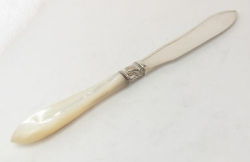 SILVER MOTHER OF PEARL BUTTER KNIFE SHEFFIELD 1881 - ADDITIONAL PHOTO 2