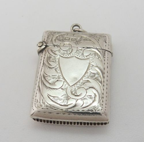 edwardian silver vesta case chester 1901 - CATEGORY: ANTIQUE SILVER - DATED EDWARDIAN