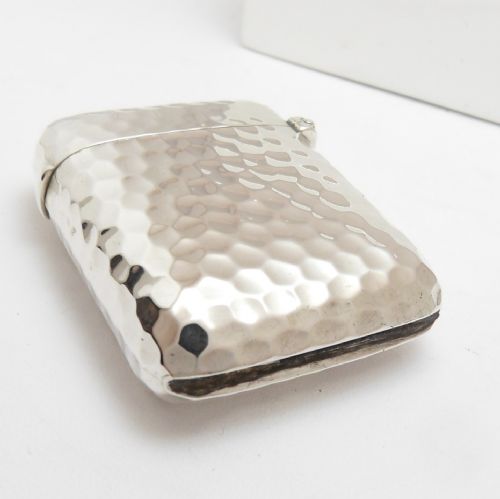VICTORIAN SILVER HAMMERED VESTA CASE LONDON 1892 - ADDITIONAL PHOTO 7