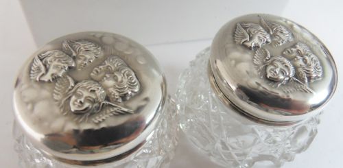 PAIR OF SILVER LIDDED 'REYNOLD'S ANGELS' POTS BIRMINGHAM 1908 - ADDITIONAL PHOTO 2