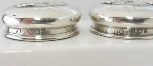 PAIR OF SILVER LIDDED 'REYNOLD'S ANGELS' POTS BIRMINGHAM 1908 - ADDITIONAL PHOTO 6