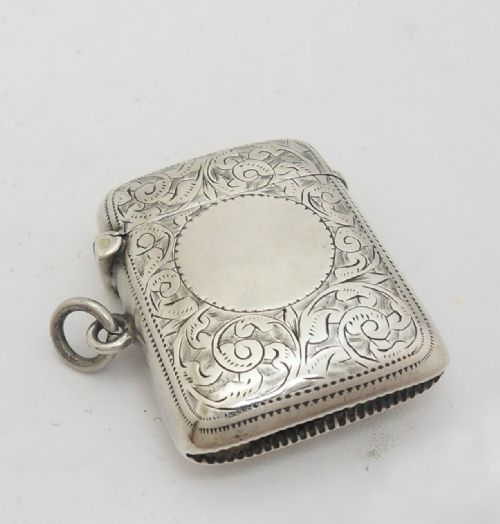 victorian silver vesta case birmingham 1896 - CATEGORY: ANTIQUE SILVER - DATED VICTORIAN