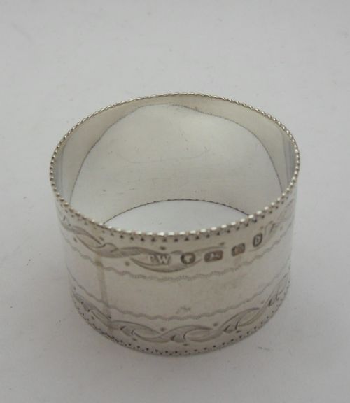 VICTORIAN SILVER NAPKIN RING BIRMINGHAM 1878 - ADDITIONAL PHOTO 3