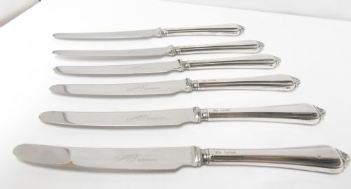 CASED SET OF SIX SILVER HANDLED TEA KNIVES SHEFFIELD 1937 - ADDITIONAL PHOTO 1