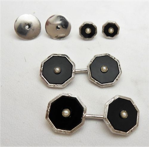 CASED ART DECO SILVER CUFFLINKS SET - ADDITIONAL PHOTO 2