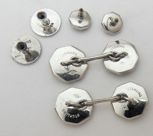 CASED ART DECO SILVER CUFFLINKS SET - ADDITIONAL PHOTO 3