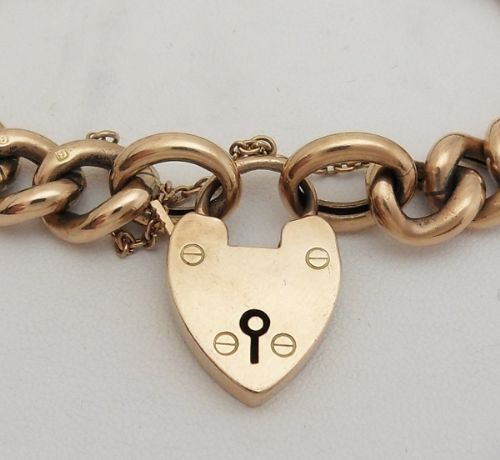 fig 1. 9CT GOLD CURB LINK BRACELET BIRMINGHAM 1909