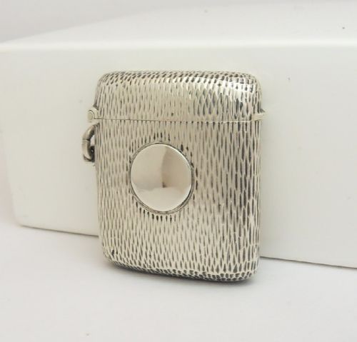 silver vesta unusual textured finish birmingham 1907 - CATEGORY: ANTIQUE SILVER - DATED EDWARDIAN