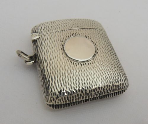 SILVER VESTA UNUSUAL TEXTURED FINISH BIRMINGHAM 1907 - ADDITIONAL PHOTO 1