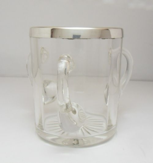 GLASS SILVER MOUNTED TYG CUP BIRMINGHAM 1902 - ADDITIONAL PHOTO 1
