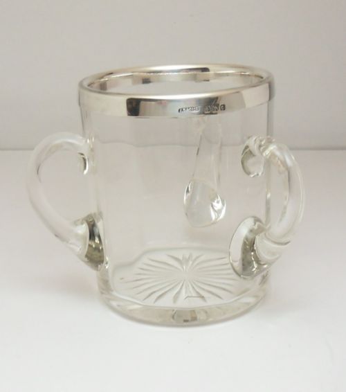 GLASS SILVER MOUNTED TYG CUP BIRMINGHAM 1902 - ADDITIONAL PHOTO 2