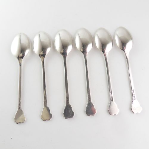 CASED SET 6 SOLID SILVER ENAMELLED SPOONS BIRMINGHAM 1939 - ADDITIONAL PHOTO 3