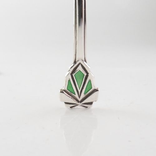 CASED SET 6 SOLID SILVER ENAMELLED SPOONS BIRMINGHAM 1939 - ADDITIONAL PHOTO 5
