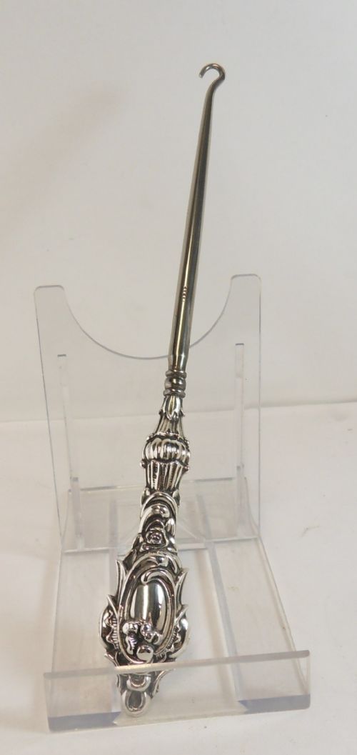 fine large silver button hook birmingham 1908 - CATEGORY: ANTIQUE SILVER - DATED EDWARDIAN