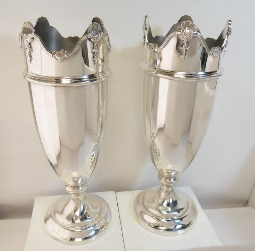 exceptional pair of silver vases birmingham 1930 1932 - CATEGORY: ANTIQUE SILVER - DATED 1940