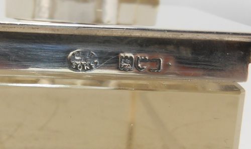 SILVER CUT GLASS WRITING SET INCINKWELLSTAMPPEN HOLDER LONDON 1907 - ADDITIONAL PHOTO 4
