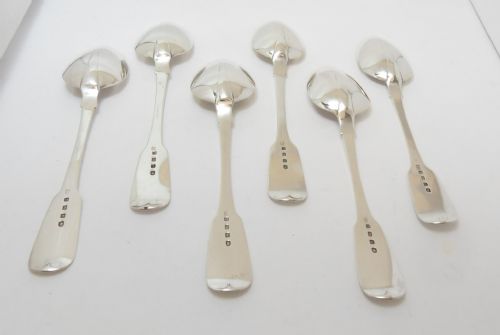 SET OF 6 SILVER IRISH FIDDLE PATTERN DESSERT SPOON DUBLIN 1827 - ADDITIONAL PHOTO 5
