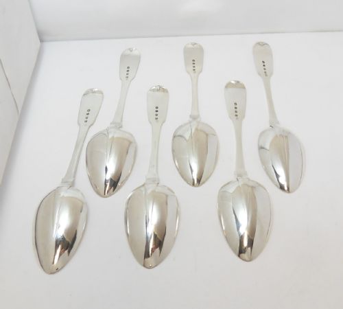 SET OF 6 SILVER IRISH FIDDLE PATTERN DESSERT SPOON DUBLIN 1827 - ADDITIONAL PHOTO 6