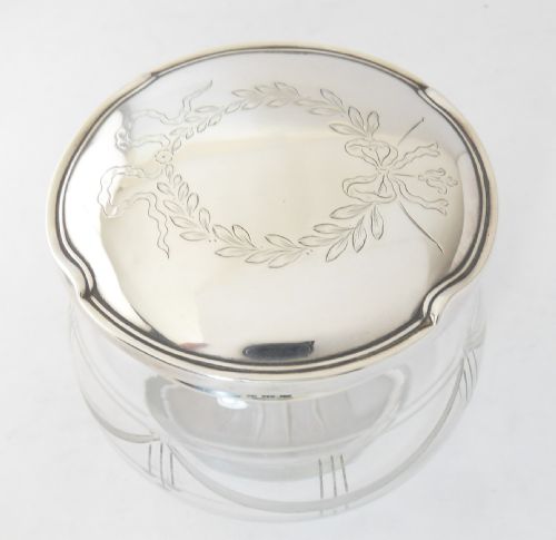 silver topped cut glass jar birmingham 1920 - CATEGORY: ANTIQUE SILVER - DATED 1920